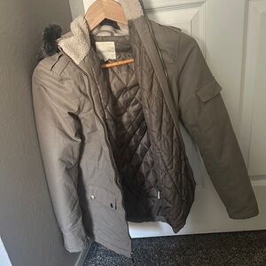 Copper Key Girls Taupe Hooded Parka Jacket with Sherpa Lining